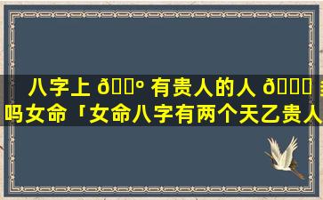 八字上 🐺 有贵人的人 🐘 多吗女命「女命八字有两个天乙贵人」